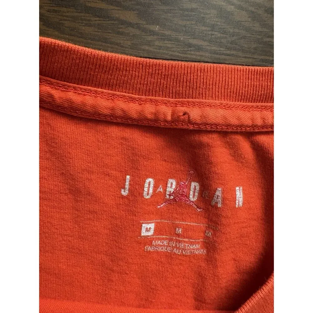 Nike Air Jordan Basketball Shirt Swoosh Logo Men's Medium Orange Hoops Street